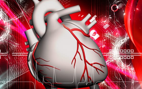 Digital illustration of heart in colour background