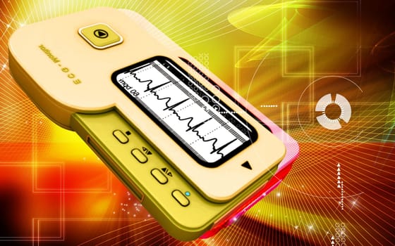 Digital illustration of ECG in colour background