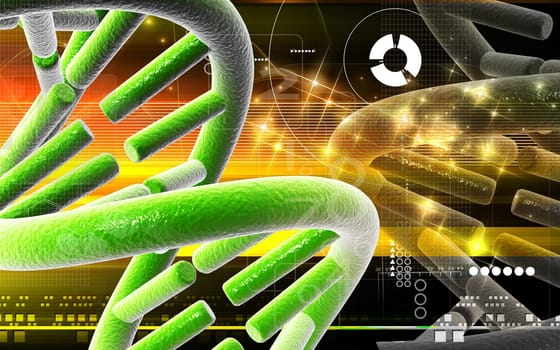 Digital illustration DNA structure in colour background