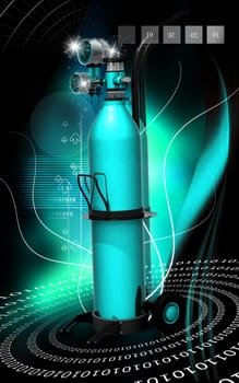 Digital illustration of oxygen cylinder in colour background