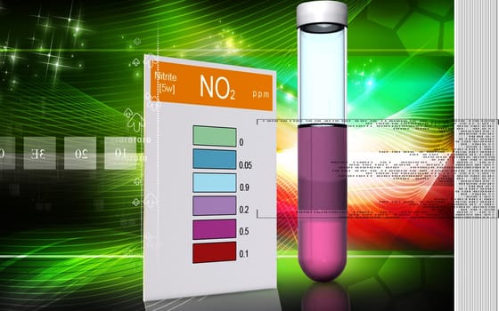 Digital illustration of nitrite test in colour background