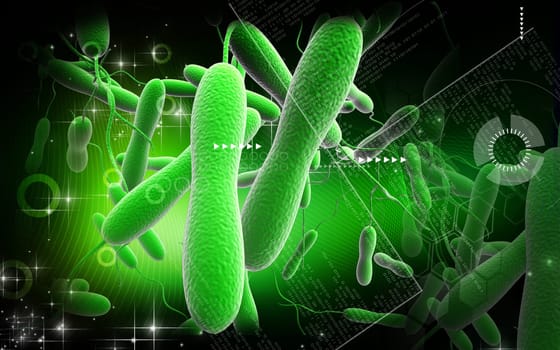 Digital illustration of cholera bacteria in colour background