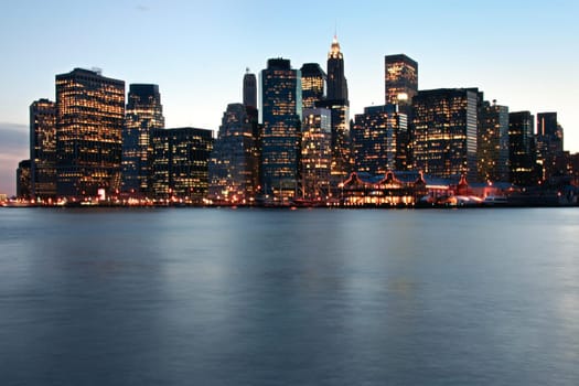 Image of New York City Skyline as viewed from Brooklyn at dusk