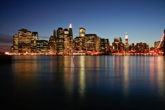 Image of New York City Skyline as viewed from Brooklyn at dusk
