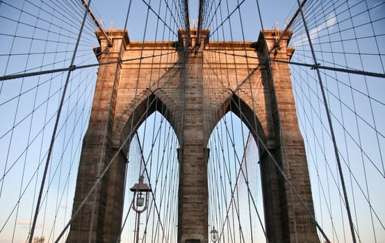 Brooklyn Bridge and the during a beautiful sunset, New York