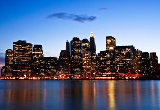 Image of New York City Skyline as viewed from Brooklyn at dusk