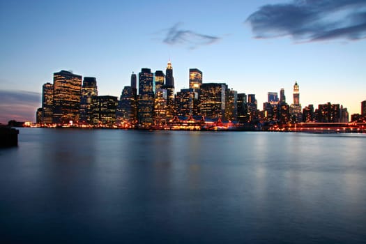 Image of New York City Skyline as viewed from Brooklyn at dusk