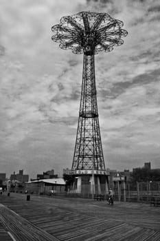 BROOKLYN, NY - JUN 27: Parachute ride called Eiffel Tower of Brooklyn built for the 1939 New York World's Fair. June 27, 2008 New York City