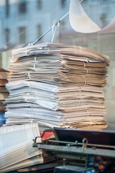 Office paper pack and are tied up by a rope