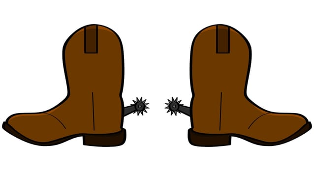 Cartoon illustration of a pair of leather cowboy boots
