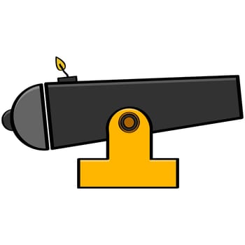 Cartoon illustration showing a lit cannon ready to fire