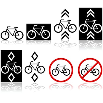 Set with different bicycle signs and icons