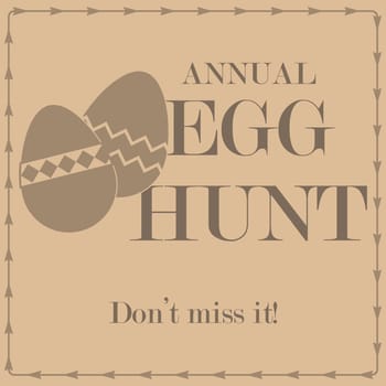 Concept illustration showing a poster for an egg hunt in retro style