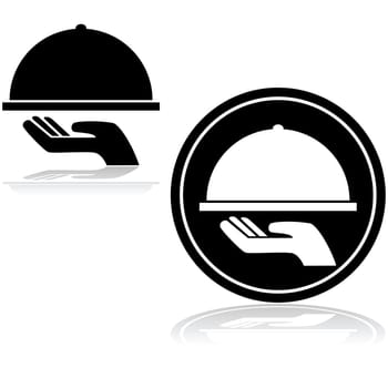Icon showing a hand carrying a covered food tray