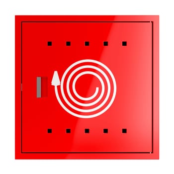 Fire hose cabinet isolated on white