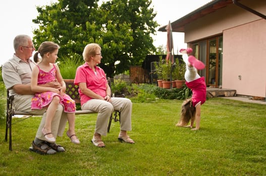 Happy retirement with grandchild