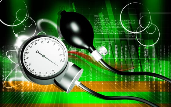 Digital illustration of sphygmomanometer in colour background