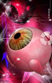Digital illustration of eye in colour background