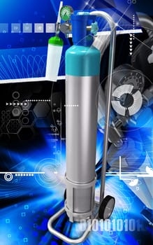 Digital illustration of oxygen cylinder in colour background