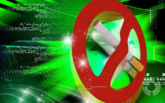 Digital illustration of No smoking in colour background