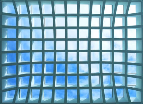 Geometric pattern ceiling of office building