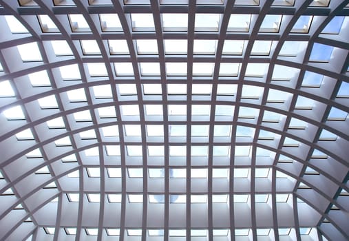 Geometric pattern ceiling of office building