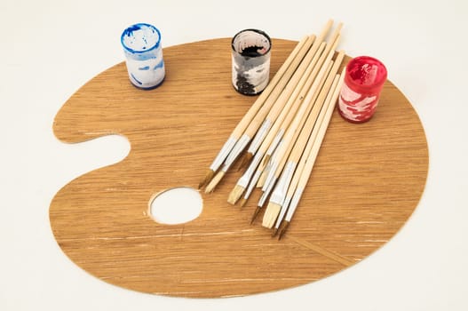New Painting Wooden Palette on a White Background