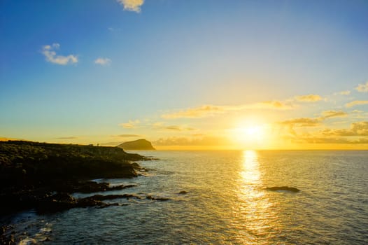 Colred Sunrise Clouds over the Atlantic Ocean in Tenerife Canary Islands