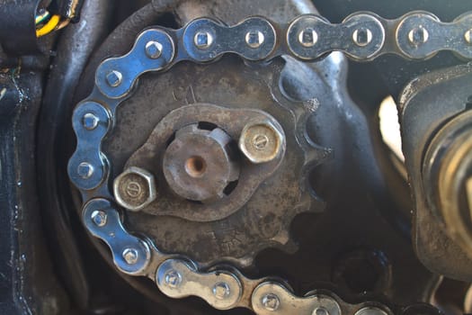 Motorcycle chain. Great for abstract background focus on chain