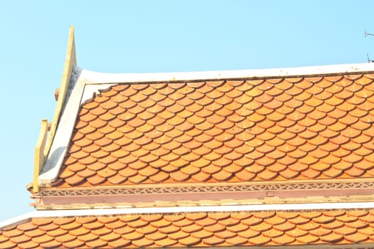 Temple roof tile in thai style background