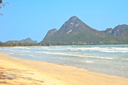 Low tide in the beautiful bay of Manao Ao Manao in Prachuap Khiri Khan, Southern Thailand
