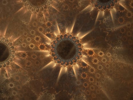 Glowing sunflowers. Abstract illustration with high detail.