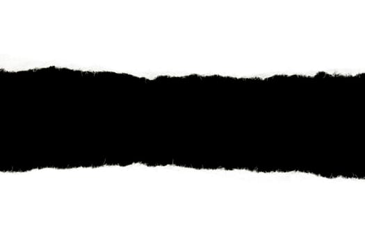 Torn white paper with a black  background.