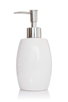 Elegant liquid soap dispenser isolated on white background
