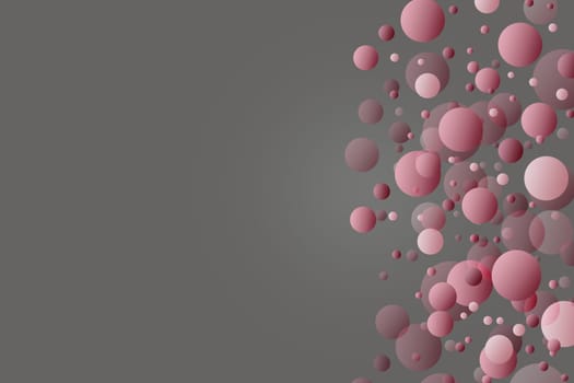 The red  balls on gray background. Balls are placed on the right side of the image.