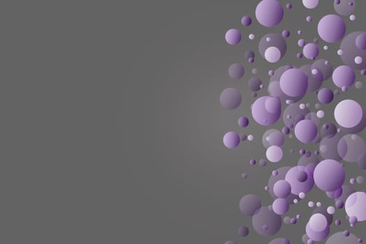 The purple balls on gray background. Balls are placed on the right side of the image.