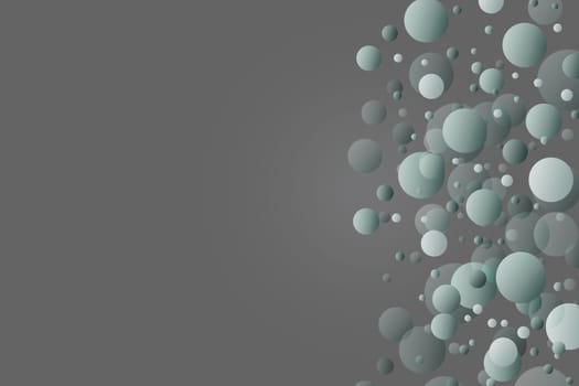 The teal color balls on gray background. Balls are placed on the right side of the image.