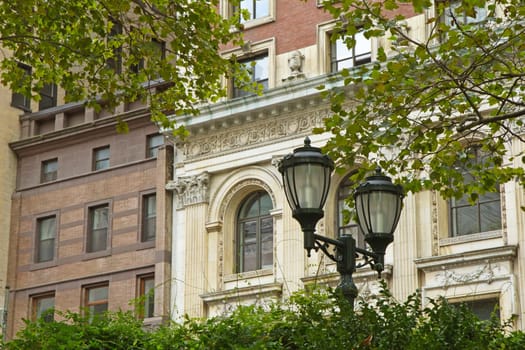 Closeup view of Bryant Park in New York City