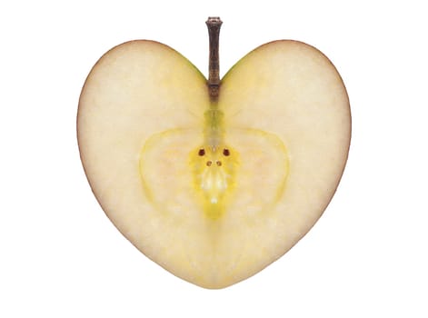 Detail of the slice of apple on white background