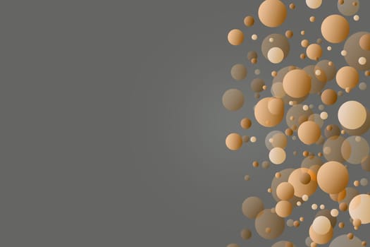 The orange balls on gray background. Balls are placed on the right side of the image.