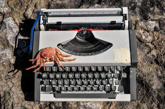 Old Ancient Vintage black and white Travel Typewriter