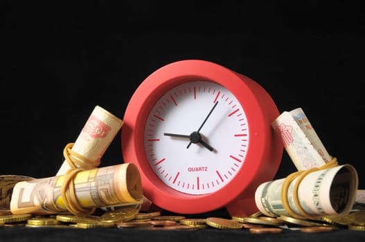 Time is Money Concept a Clock and Currency