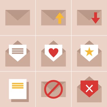 mail envelope letter love heart vector illustration icons