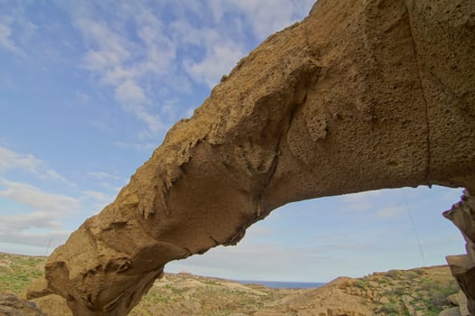 Volcanic Formation Natural Arch in the Desert Tenerife Canary Islands Spain