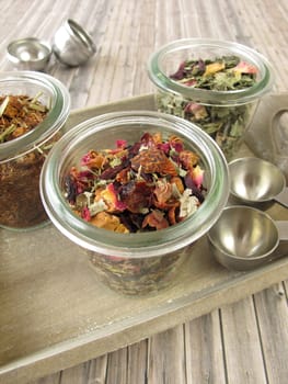Tea glasses with loose tea