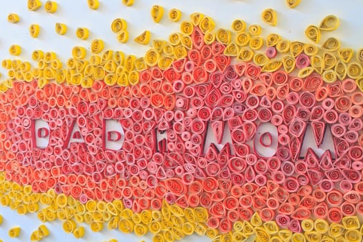 Happy Mother's Day and Father's Day, made from paper