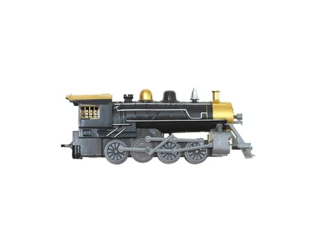 A toy train isolated against a white background