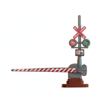A toy train guard isolated against a white background