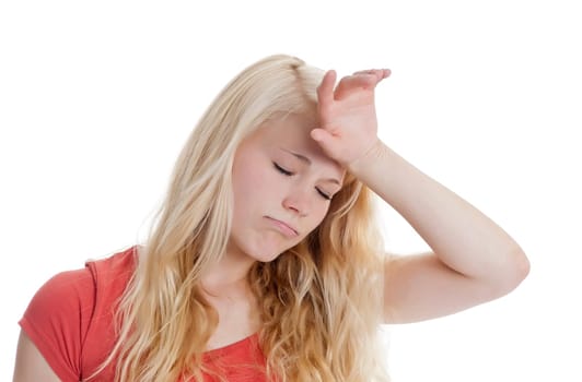 young woman is exhausted