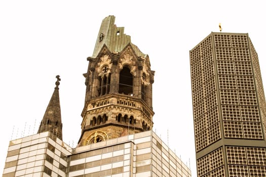 Memorial Kaiser Wilhelm Church in Berlin, Germany, being restored.